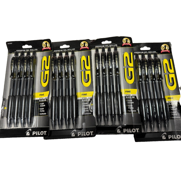 4 Packs Pilot G2 07 Fine Point Black Ink Gel Pens Retractable Bold 0.7mm - Picture 1 of 5